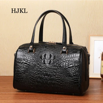 

women Genuine Leather ladies handbags crocodile pattern shoulder diagonal bag casual lady small bag