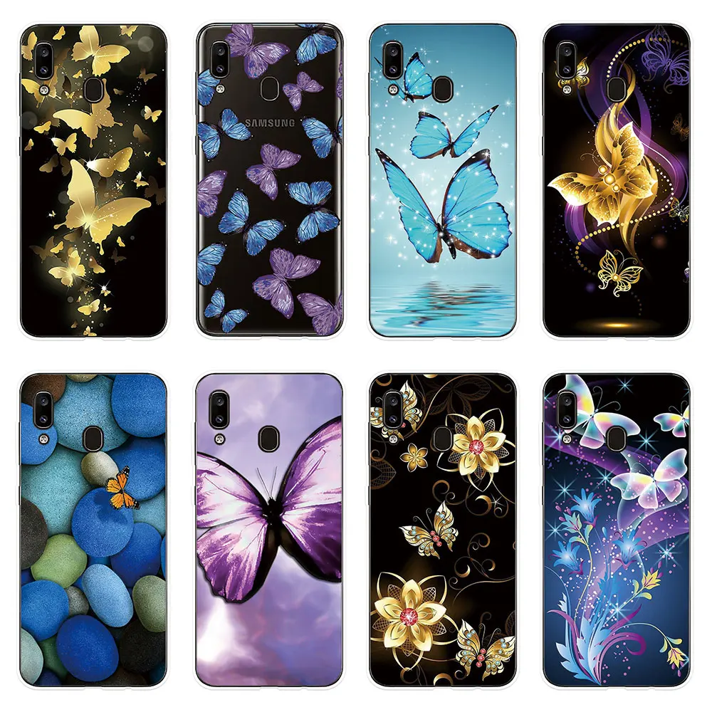 

Silicone Case Butterflies For Sumsung Galaxy A10 A20 A20E A30 A40 A50 A60 A70 A80 Phone Cover For Sumsung M10 M20 M30 Cover Case