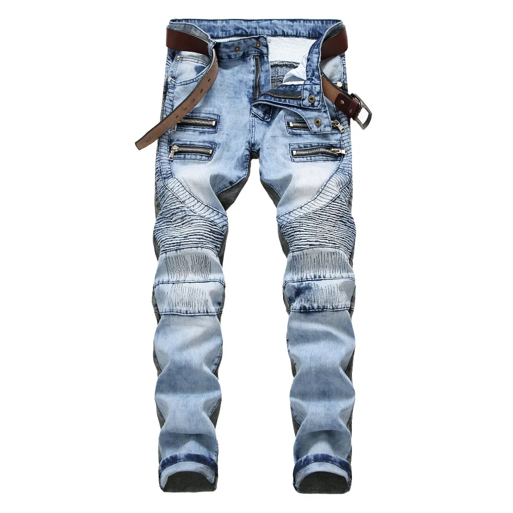 Two sided two color personality jeans boys fashion trend men's trousers ...