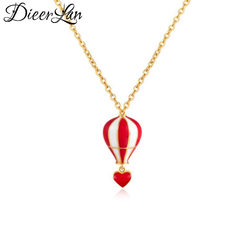 New Arrivals 925 Sterling Silver Temperament Hot Air Balloon Necklaces