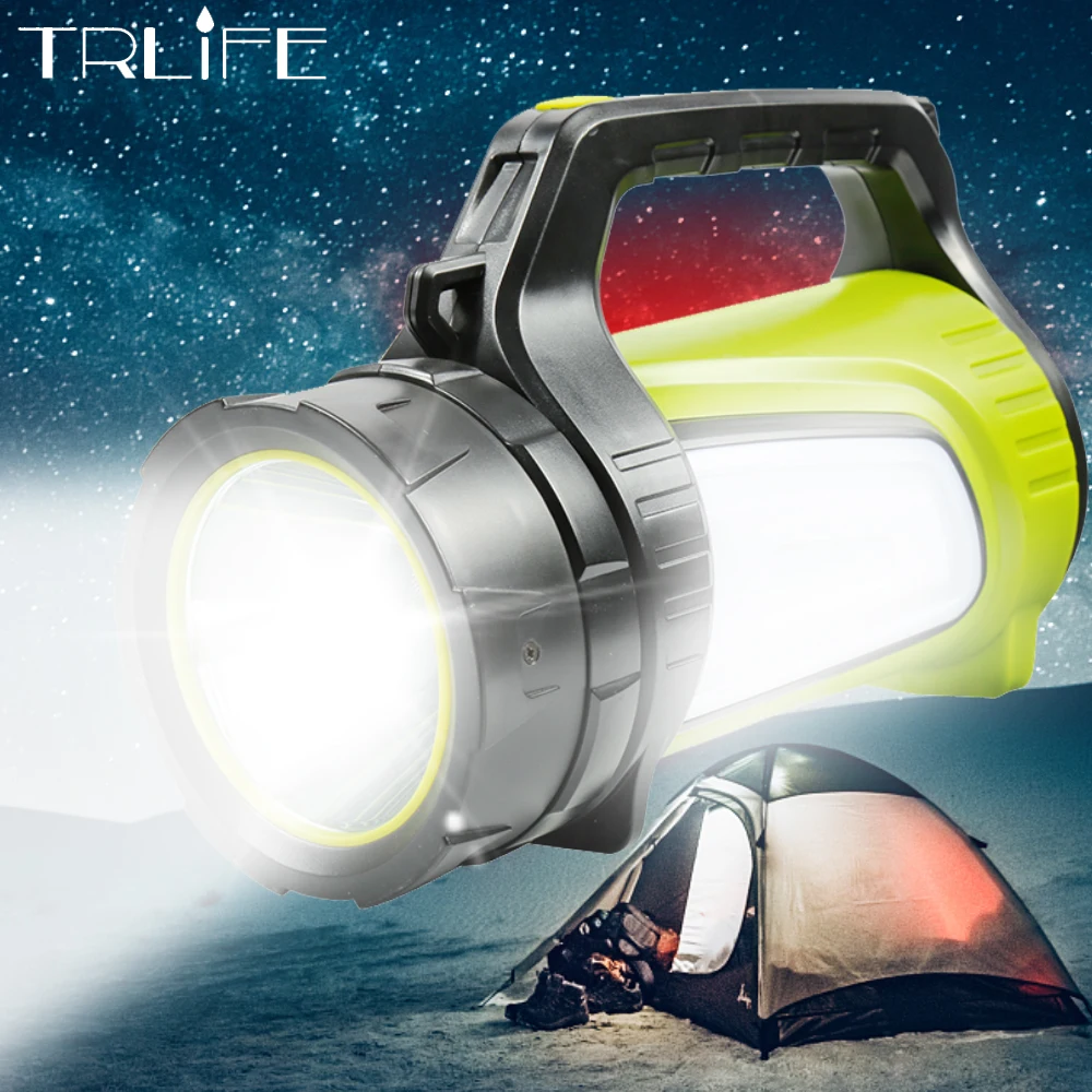 High Power LED Searchlight Lantern Built-in Battery Handheld Portable Flashlight Torch Rechargeable Waterproof Hunting Lamps