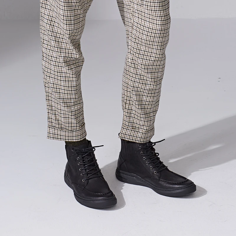 Outono Sapatas marrom Sapatos Couro Homens Equitação De Inverno Real Preto Preto Botas Curto Altas Britânicos Lazer Superiores New Dos Casuais RxwqdSR