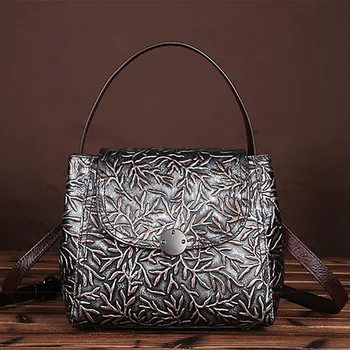 

New Genuine Leather Women Embossed Tote Bag Famous Brand Ladies Handbag Travel Casual Small Crossbody Messenger Shoulder Bags