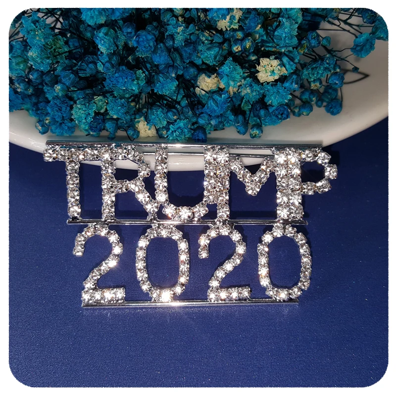 Covered In Rhinestones Large Trump 2020 Pin & USA Heart Flag Pin 2 Great Pins 