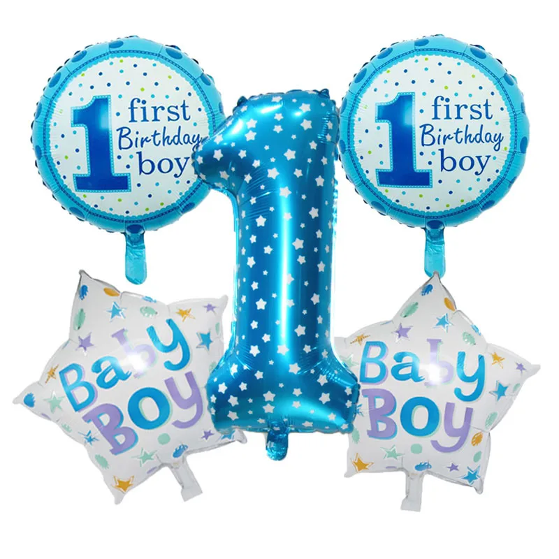 5 шт. украшения на день рождения воздушный шар розовый синий балон гелиевая фольга воздушные шары для малышей 1 день рождения Globos воздушные шары набор
