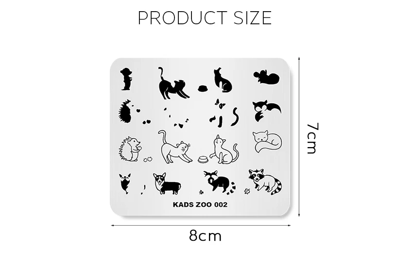 KADS прекрасный зоопарк 002 Ежик собака кошка дизайн ногтей штамп штамповка ногтей штамп Животные украшения шаблон для ногтей лак