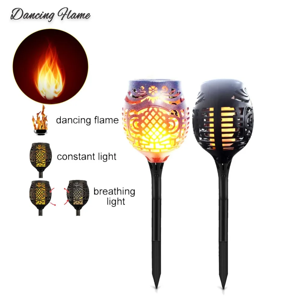 Solar 96LEDs Lawn Dancing flame Torch Lights radar 3 working mode led Tiki lamp indoor outdoor street camps wall Landscape | Лампы и
