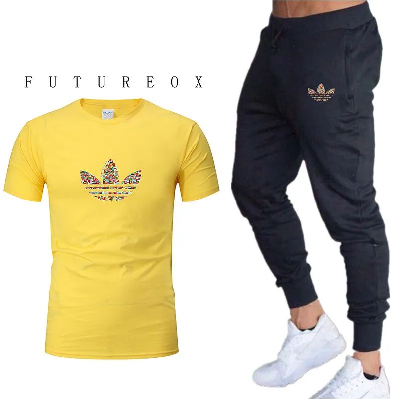 

Gyms Men Pants Cotton 2019Track Pants Joggers Sweatpants Casual Sweat Pants+Cotton LOGO Print Men's T-Shirt Short Sleeve