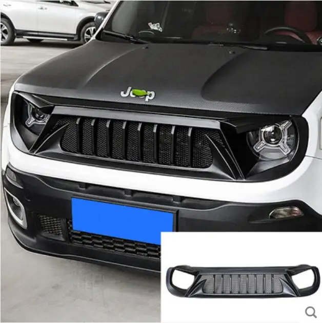QQKLP ABS BLACK UNPAINT CAR FRONT BUMPER RACING GRILLS GRILLE ROUND TRIM COVER FIT FOR Jeep Renegade 2016 2017 2018 2019 QQKLP ABS BLACK UNPAINT CAR FRONT BUMPER RACING GRILLS GRILLE ROUND TRIM COVER FIT FOR Jeep Renegade 2016 2017 2018 2019