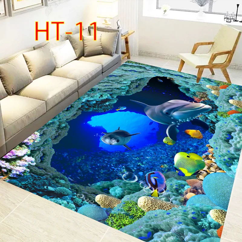 Blue Sea ocean Mediterranean Style 3D Carpets for Living Room Bedroom Area Rugs Coffee Table Sofa Bed Floor Mat Hallway Carpet