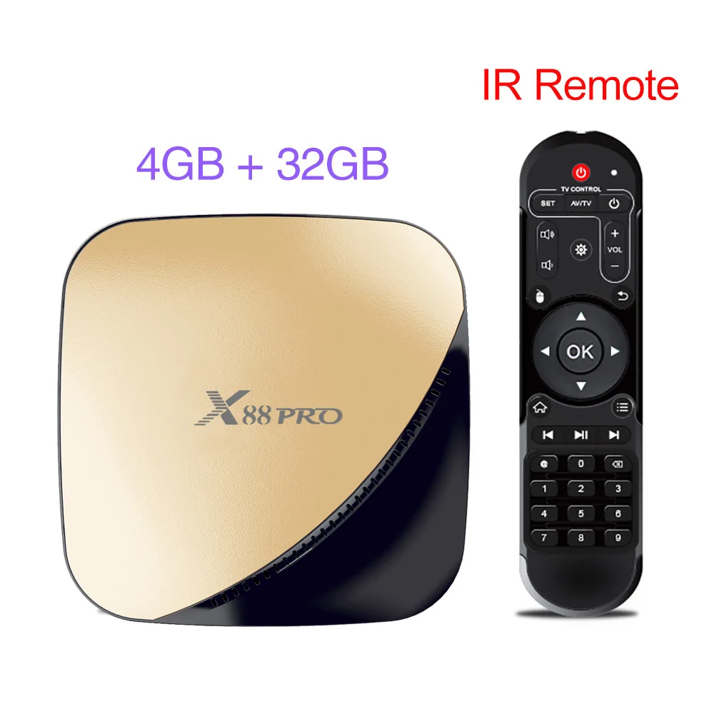 X88 PRO Android 9,0 Smart tv Box 4G ram 64G Rockchip RK3318 5,8G Wifi 4K 60fps HD телеприставка Google медиа YouTube 1080P X88PRO - Цвет: Gold 4G 32G