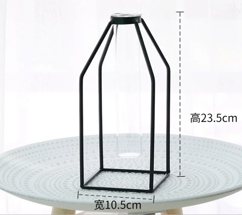 Скандинавском стиле 3D геометрическая стеклянная железная художественная ваза с настольным растением бонсай Цветочная ваза Свадебные украшения дома аксессуары - Цвет: 2-L