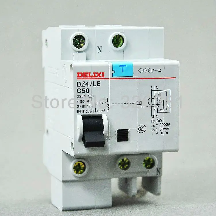 

DZ47LE 1 p + N C50 10A-50A AC 230 v household air leakage protection circuit breaker switch delixi electric leakage switch