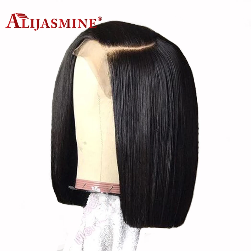 

8inch-14inch 13x4 Short Bob Cut Lace Front Human Hair Wigs With Baby Hair Natural Black Color 150 Density Peruvian Remy