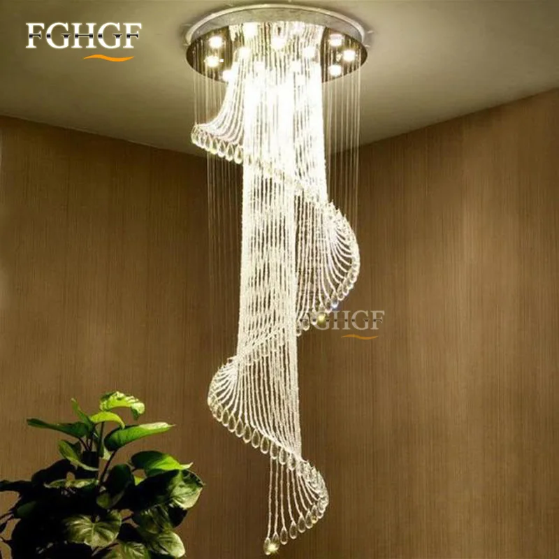Modern Crystal Chandelier Large Size Crystal Chandeliers Spiral Lamp