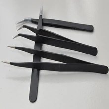 F Nail Art акриловый инструмент для сбора геля Стразы драгоценные камни декор черные пинцеты для ресниц антистатические DIY ручной зажим 1,0 мм черный пинцет