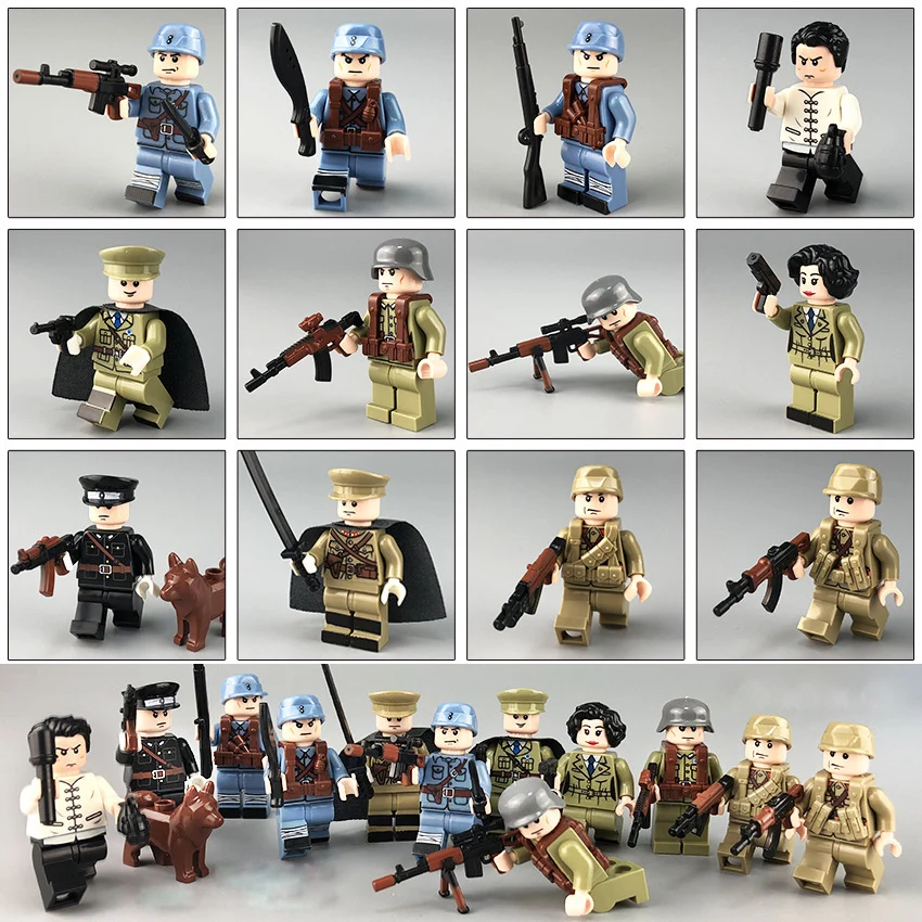 12pcs/set WW2 Military Mini Figures Building Blocks German Soldier Army Officer Weapon LegoINGY Educational Bricks Children Toys 12pcs/set WW2 Military Mini Figures Building Blocks German Soldier Army Officer Weapon LegoINGY Educational Bricks Children Toys