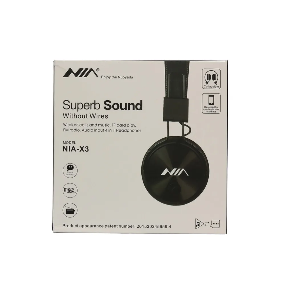 Беспроводные стереонаушники NIA X3 Bluetooth наушники с микрофоном поддержка TF карты FM