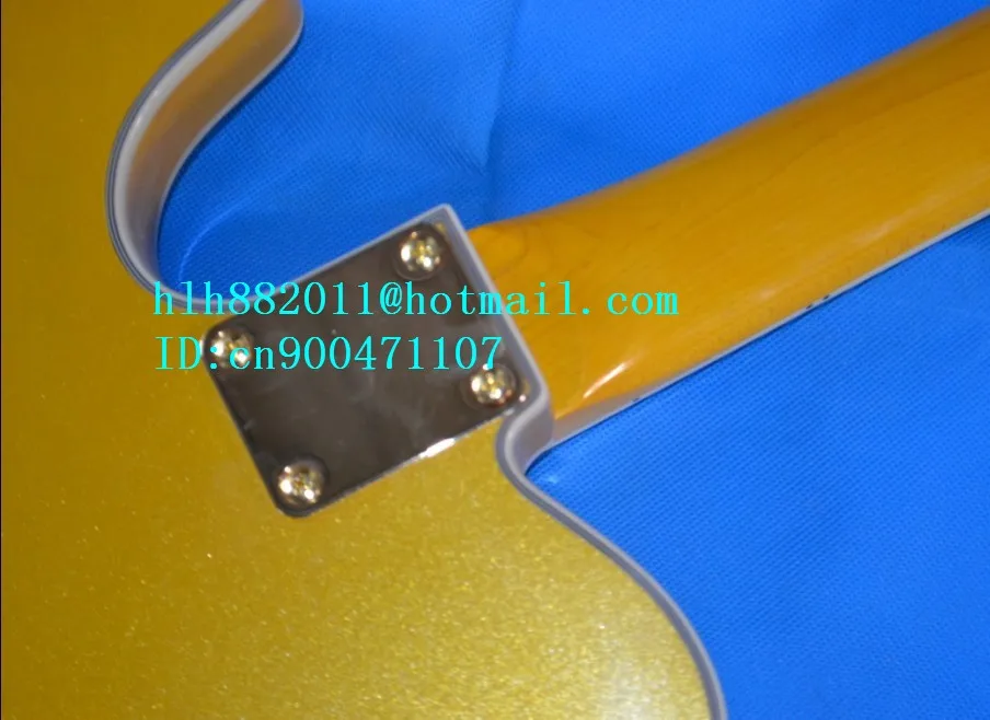 F отверстие полого двойной волной электрогитара в желтый с золотистой фурнитурой пакет край f-1526