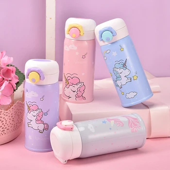 

350MLBouncing Cover Bottle Vacuum flask Unicorn Pattern Thermal Mug Travel Thermos Cup Stainless Steel