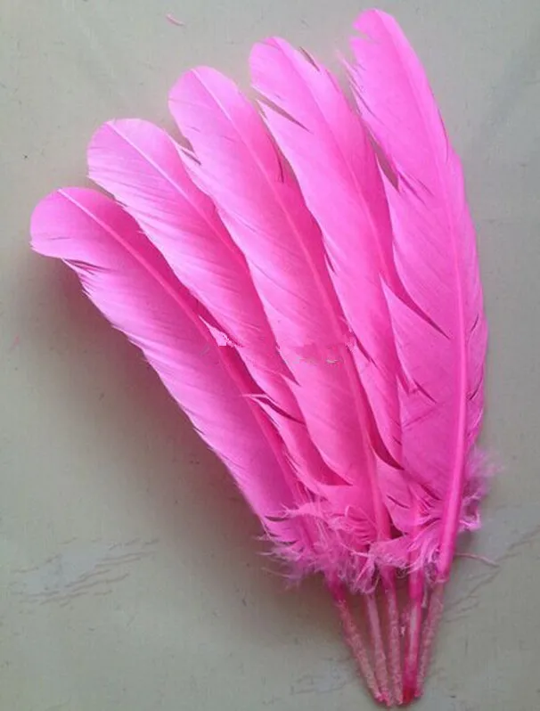 Free shipping 100pcs wholesale 25 30cm pink color real natural turkey ...