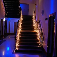 Светодиодный светильник водопад сосулька оконные занавески в полоску Сказочный светильник s большие наружные рождественские украшения, AC 110-220V H-26