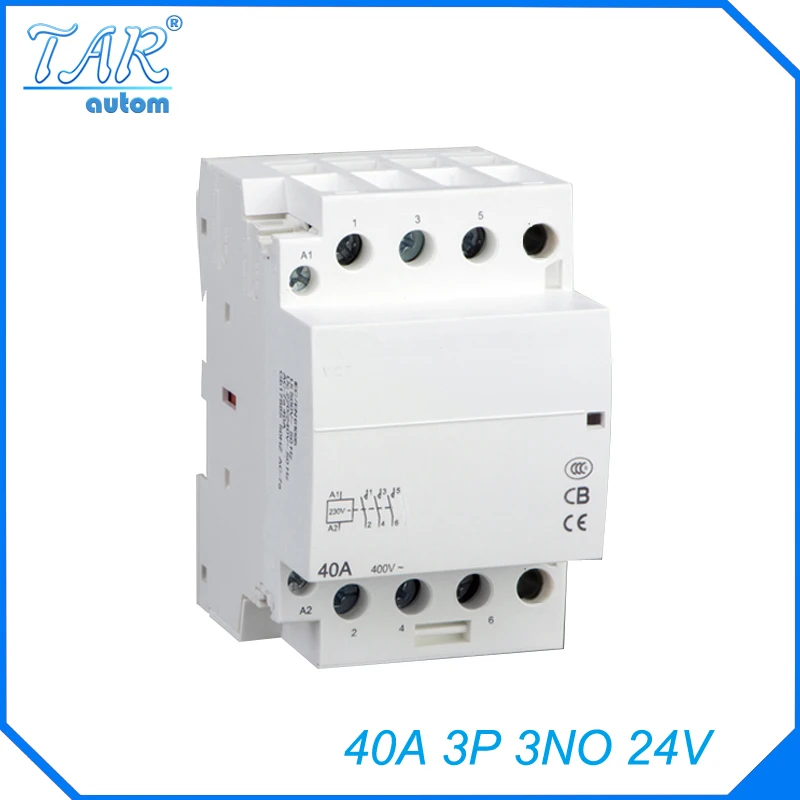 

Modular three pole household small AC contactor Household AC Power Contactor Modular 40A 3P 3NO 24V