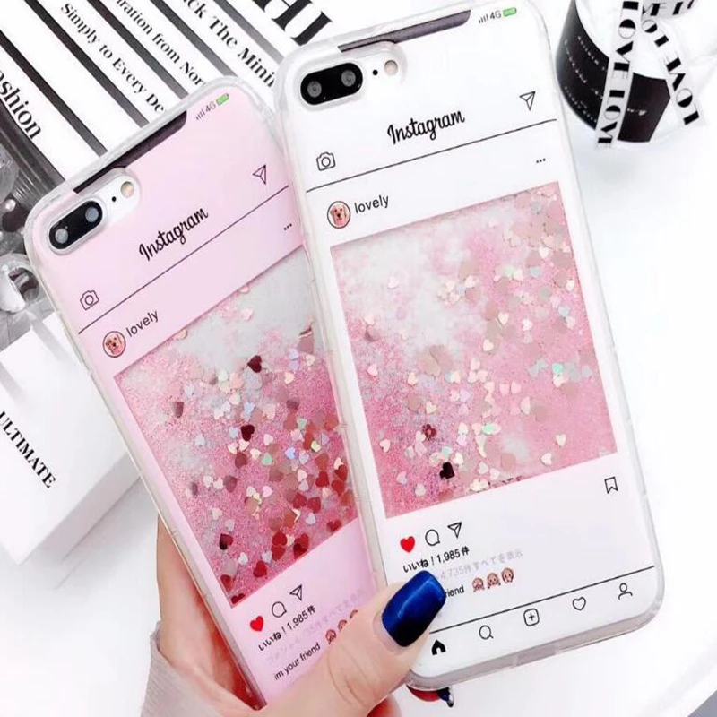 

Best Liquid Quicksand Mobile Cases For Iphone 8 6S 8plus 7 6 XS Max XR X lOVE Heart-shaped Soft TPU Phone Covers