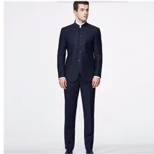 Мужские костюмы на заказ, классический блейзер, воротник-стойка, модные элегантные костюмы на заказ, Нарядные Костюмы(пиджак и брюки