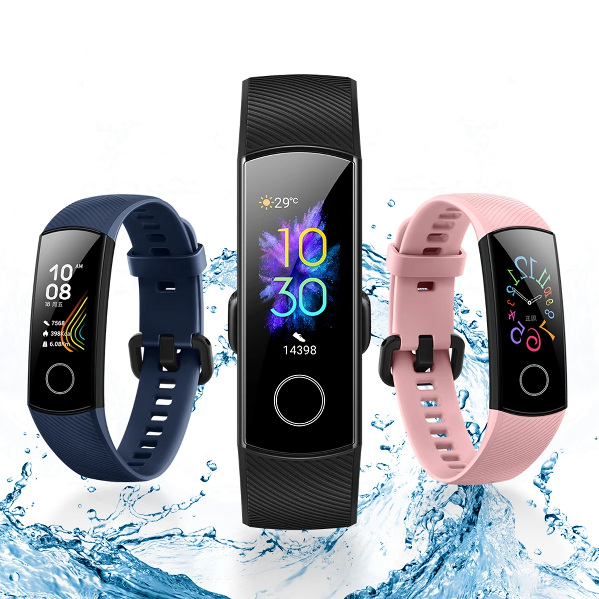 huawei Honor Band 5 NFC Пульсоксиметр крови в режиме реального времени умные браслеты цветной сенсорный экран фитнес водонепроницаемый