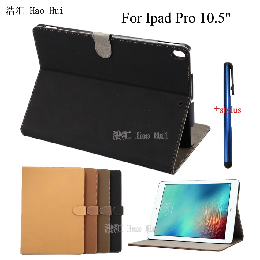

Luxury Ultra Slim Flip Matte Frosed Skin PU Leather Case For Apple Ipad Pro 10.5 10.5" Retro Tablet Covers + One Stylus