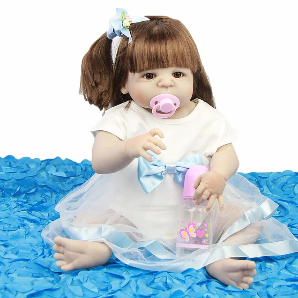 

New Design Waterproof Reborn Baby Girl Full Silicone Vinyl Realistic Vivid 23 inch Reborn Baby Doll Toys For Toddler Brinquedos