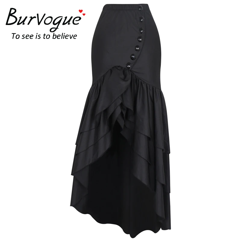 Burvogue Women Summer Long Skirt High Waist Skirts Fashion Vestidos Perspective Long Steampunk Skirts With Bow