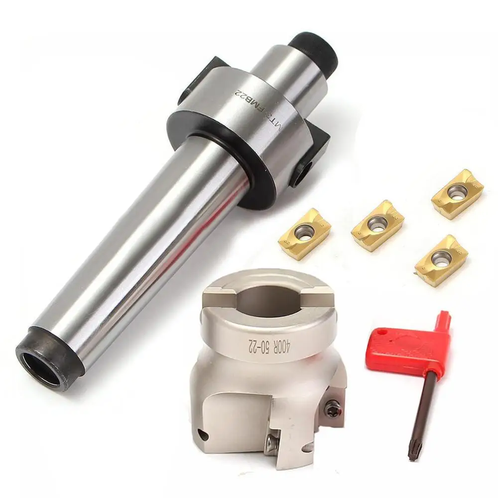 1pc Mayitr 50mm Face Milling Cutter MT3-FMB-Shank + 4pcs APMT1604 Inserts with Box For CNC Milling Tools