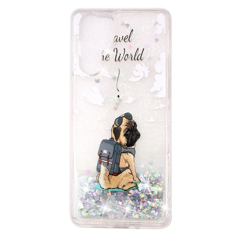 Phone Case For Huawei P30 Pro ProtectiveShell Glitter Shine Quicksand Flowing Liquid Shockproof Cute Dog Back Cover Soft TPU |