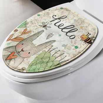 

Flannel polyester 2pcs Cut Rabbit Bathroom Carpet Lid Pedestal Rug Bathmat Toliet Covers Nonslip