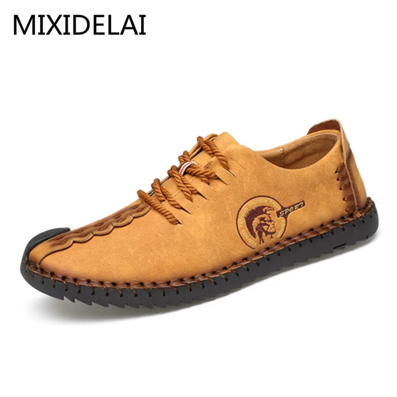MIXIDELAI 2019 New Comfortable Casual Shoes Loafers Men Shoes Quality Split Leather Shoes Men Flats Hot Sale Moccasins Shoes