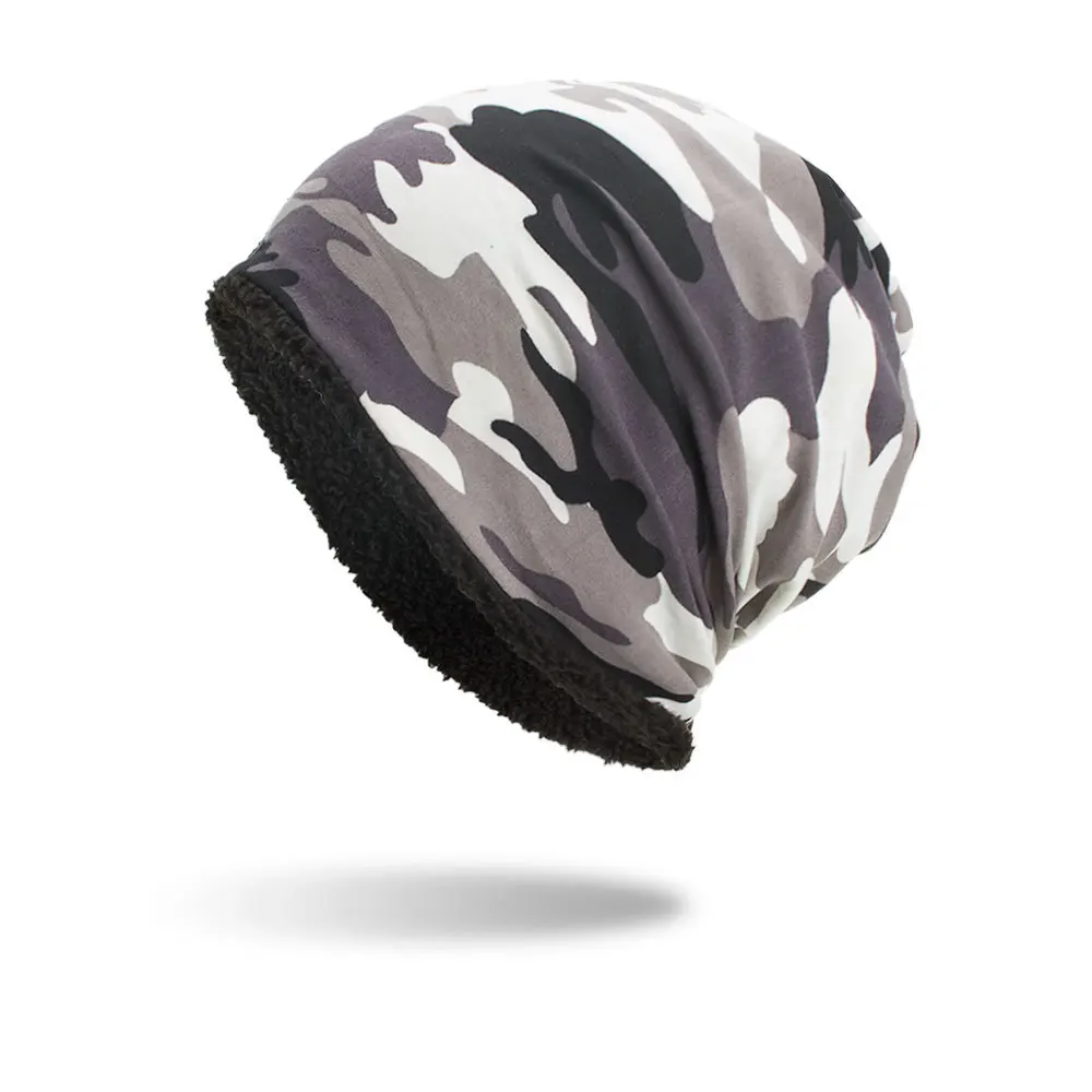 

Brand New Camouflage Knitted Hat 2018 Winter Fashion Fleece Skiing Beanies Caps Warm Knitted Beanie Bonnet Hats Men BE103