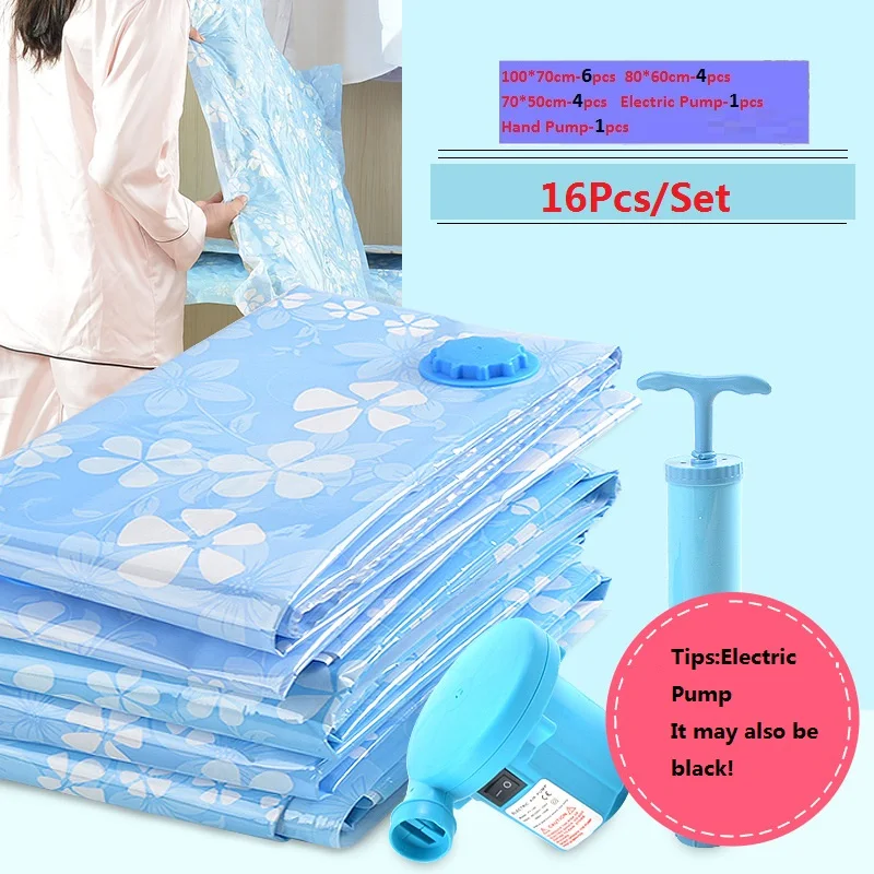 Buy 16Pcs/Pack Vacuum Compression Bags Pump Wardrobe