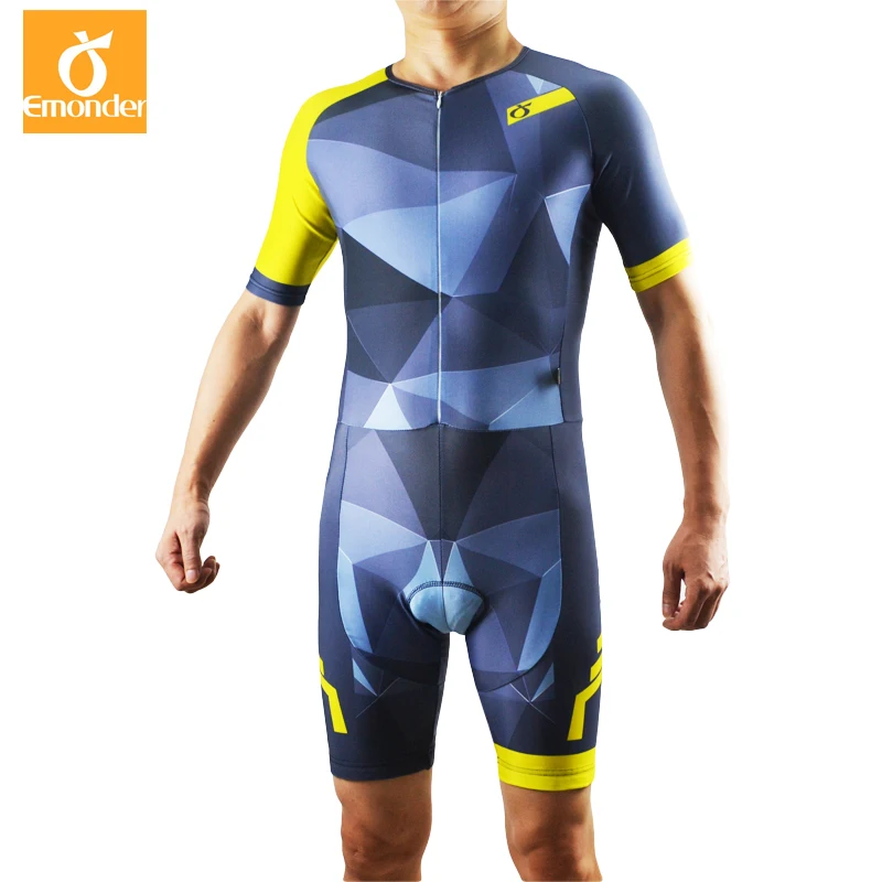 EMONDER NEW Cycling Skinsuit Triathlon Elastic Cycling Jersey Tight Men