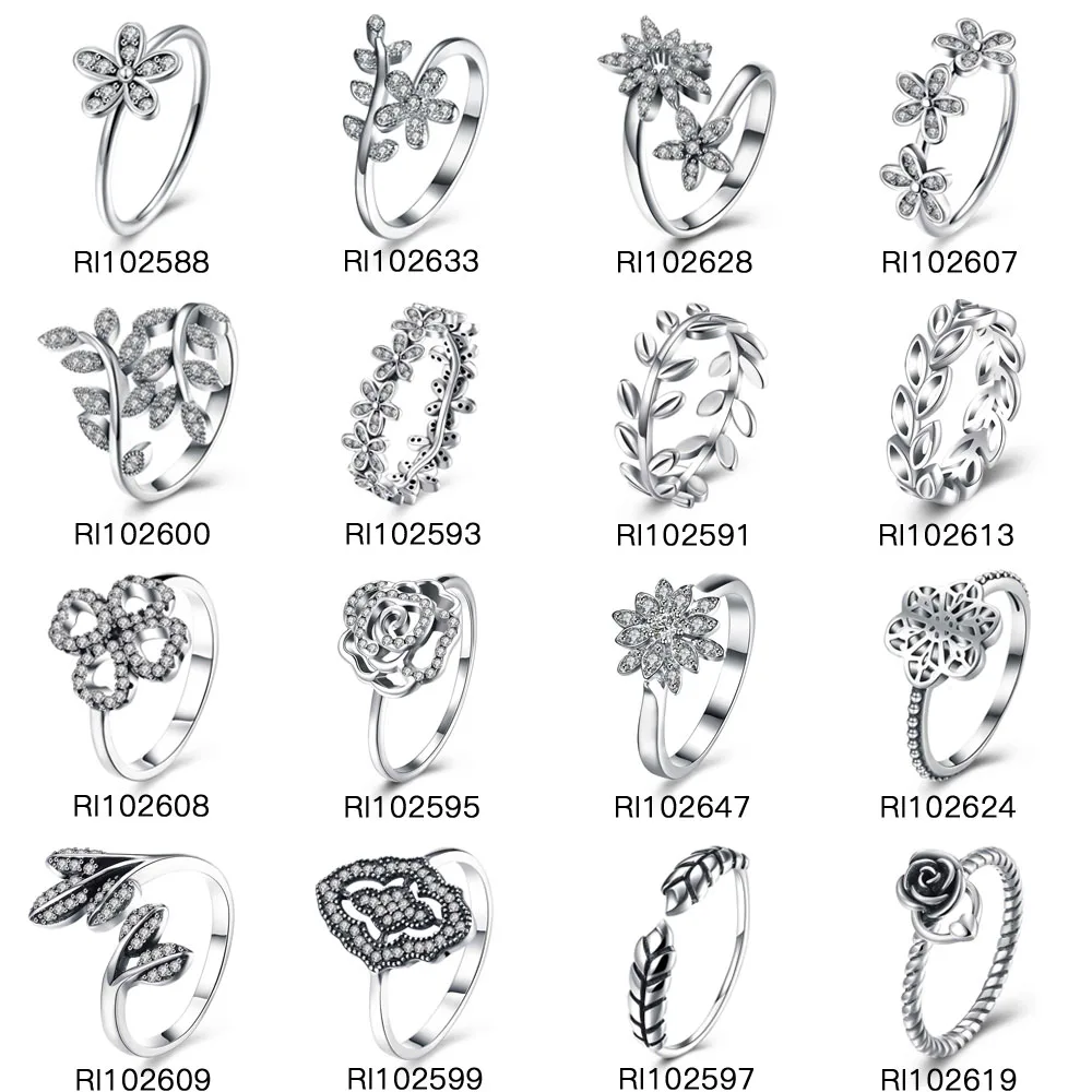 Solid 925 Sterling Silver Ring Sparkling CZ Flower Style Party Accessories Rings For Women Wedding Jewelry (JewelOra RI102599)