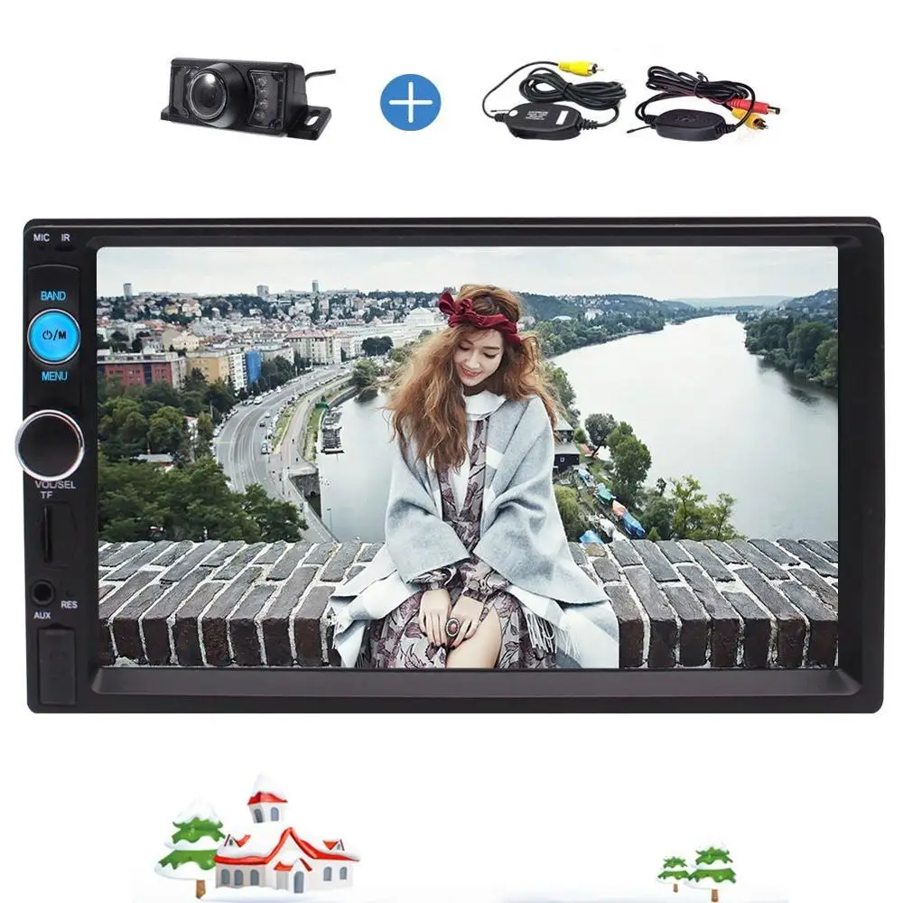 

7" Bluetooth Autoradio In-Dash Car Stereo MP5 Player FM/SD/USB Digital Receiver wireless reversing camera input Remote control