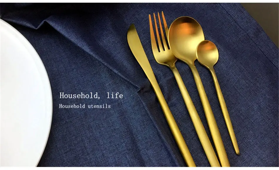 Brand Dinnerware Set Stainless Steel Cutlery Set 4 Pieces Black Knife Fork Set Tableware Gold Silver Cutleries Western Food Set (5)