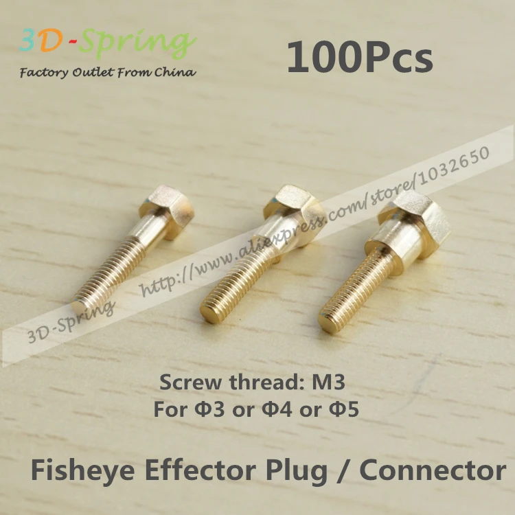 

100Pcs 3D Printer Fisheye Effector Plug / Connector Screw thread M3 M4 For Diameter 3mm or 4mm or 5mm Length 17mm