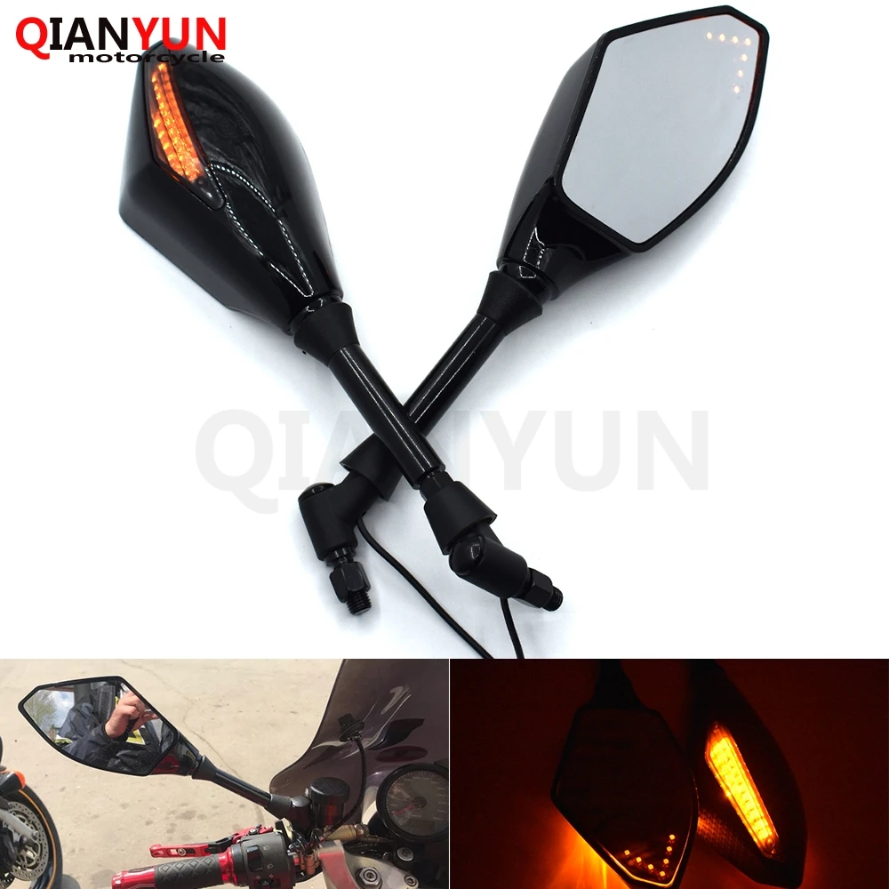 

Universal 10 mm motorcycle LED turn signal rear view mirror side mirror For Honda CBR1100XX VFR800 ST1300 ST1300A VTR1000