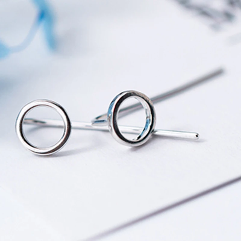 INZATT Real 925 Sterling Silver Minimalist Round Stud Earrings For Fashion Women Fine Jewelry 2019 Geometric Accessories