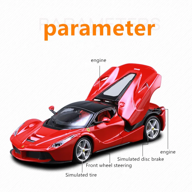  Bburago 1:24 Ferrari 488 pasta Car Model Die-casting Metal Model Children Toy Boyfriend Gift Simula