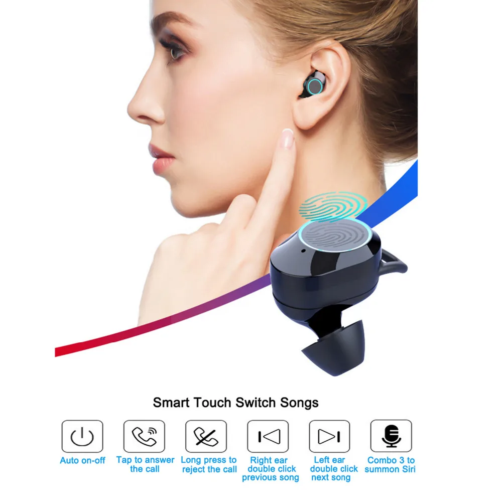 SZMUGUA Bluetooth 5.0 TWS Wireless Earphone Smart Noise Cancelling Stereo HIFI Sound Headset 1000mAh Waterproof Earbuds