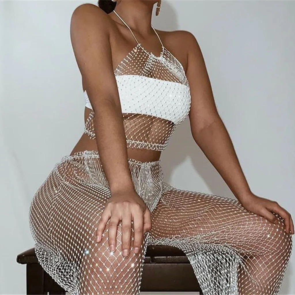 JAYCOSIN 2019 новый летний женский костюм сексуальная ажурная сетка эластичная