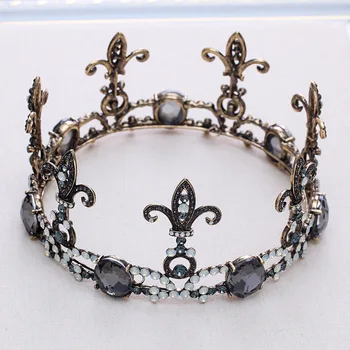 

Vintage Gold Wedding Hair Accessories Crystal Rhinestone Tiaras Crowns Bridal Round Crowns Hair Jewelry For Women Headbands